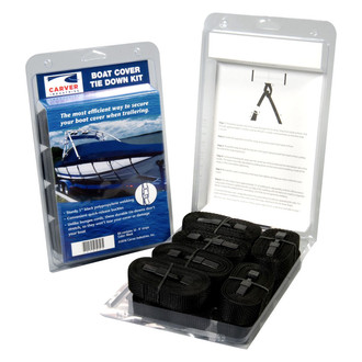Carver® - 8' L x 1" W Black Polypropylene Boat Cover Tie Down Kit, 12 Pieces