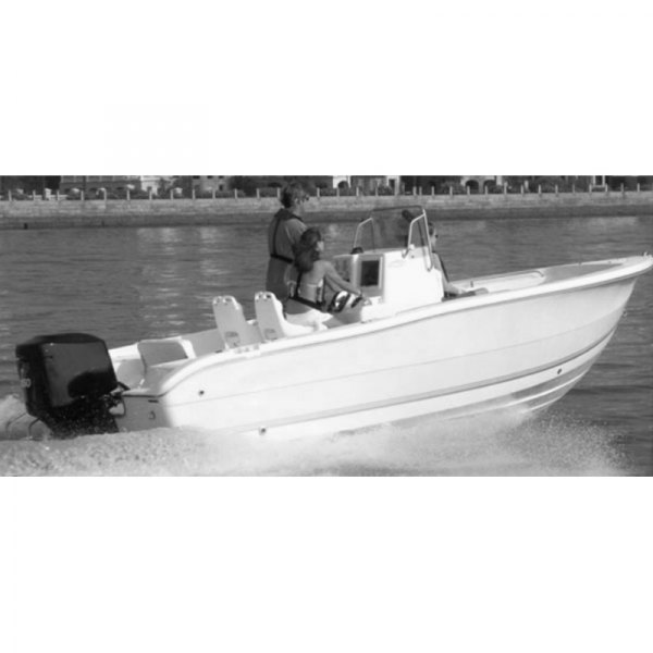  Carver® - Haze Gray Poly-Guard Boat Cover for 17'6" L x 92" W V-Hull Fishing Boats with Center Console & High Bow Rails