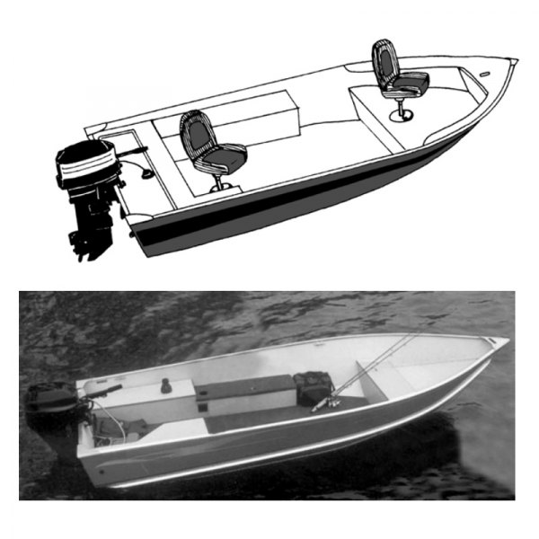  Carver® - Narrow Series Haze Gray Poly-Guard Boat Cover for 12'6" L x 60" W V-Hull Fishing Boats