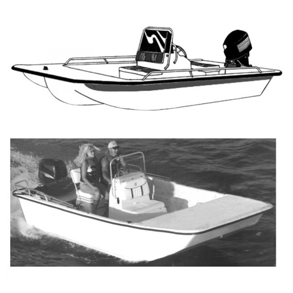  Carver® - Haze Gray Poly-Guard Boat Cover for 18'6" L x 94" W Bay Fishing Boat with Center Console & Shallow Draft Hull