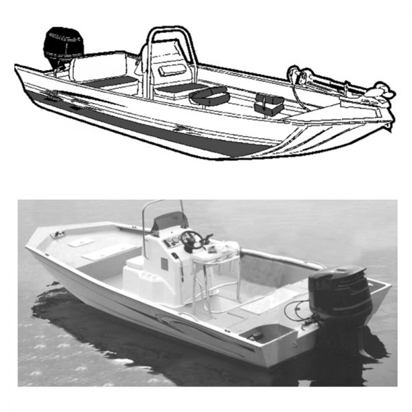  Carver® - Extra Wide Haze Gray Poly-Guard Boat Cover for 19'6" L x 100" W Aluminum Modified V-Hull Jon Boat with High Center Console