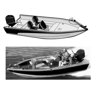 Carver® 72217F-10 - Slate Gray Poly-Flex ll Boat Cover for 17'6" L x 92" W V-Hull Fishing Boats with Side Console