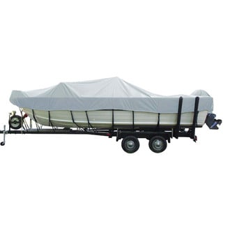 Carver® - Wide Series Slate Gray Poly-Flex ll Boat Cover for 17'6" L x 100" W Aluminum V-Hull Fishing Boat with Walk Thru Windshield