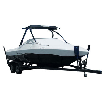 Carver® - Mist Gray Sun-Dura Boat Cover for 21'6" L x 102" W Tournament Ski Boats with Standard Tower