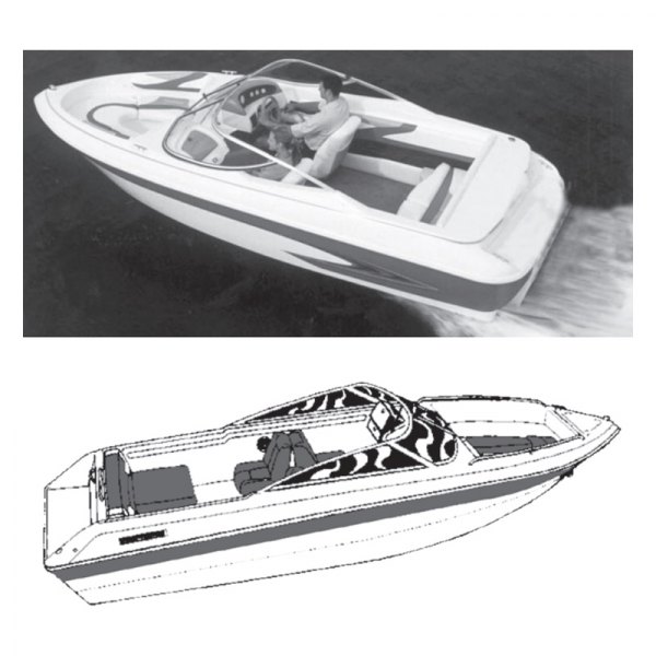  Carver® - Haze Gray Poly-Guard Boat Cover for 15'6" L x 80" W Euro Type V-Hull Runabout Boat with Windshield & Hand or Bow Rails