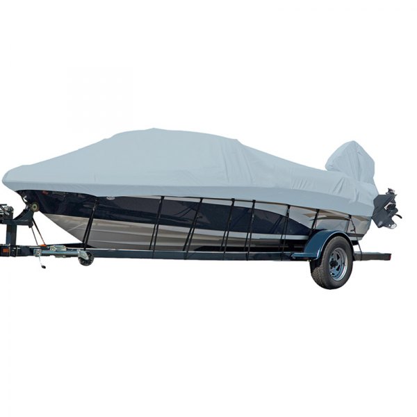  Carver® - Mist Gray Sun-Dura Boat Cover for 16'6" L x 86" W Euro Type V-Hull Runabout Boat with Windshield & Hand or Bow Rails