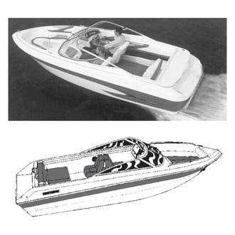 Carver® - Slate Gray Poly-Flex ll Boat Cover for 18'6" L x 96" W Euro Type V-Hull Runabout Boat with Windshield & Hand or Bow Rails