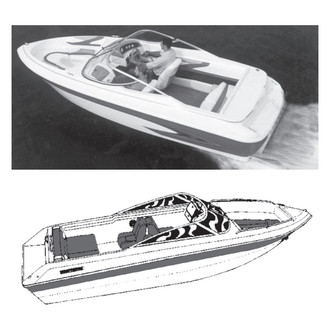 Carver® - Mist Gray Sun-Dura Boat Cover for 19'6" L x 96" W Euro Type V-Hull Runabout Boat with Windshield & Hand or Bow Rails