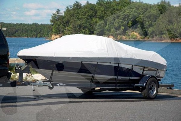 Carver® 77121S-11 - Mist Gray Sun-Dura Boat Cover for 21'6