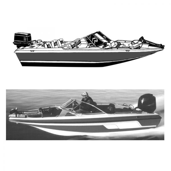  Carver® - Slate Gray Poly-Flex ll Boat Cover for 17'6" L x 86" W Fish and Ski Boat with Walk Thru Windshield