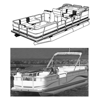 Carver® - Mist Gray Sun-Dura Boat Cover for 21'6" L x 102" W Pontoon Boats with Fully Enclosed Deck & Bimini Top