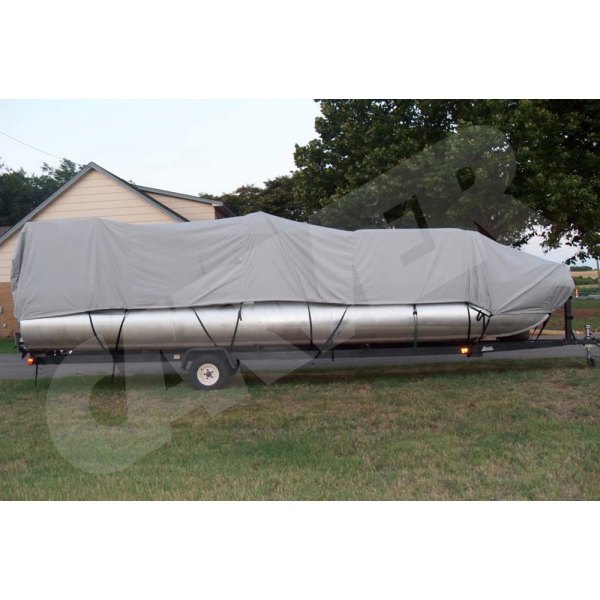  Carver® - Haze Gray Poly-Guard Boat Cover for 20'6" L x 102" W Pontoon Boats with Partially Enclosed Deck & Bimini Top