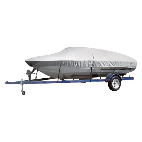  Carver® - Haze Gray Poly-Guard Boat Cover for 19'-22' L x 102" W V-Hull Low-Profile Cuddy Cabin Boats
