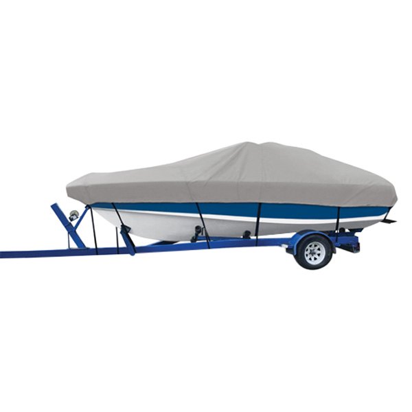  Carver® - Flex-Fit™ Haze Gray Poly-Guard Boat Cover for 14'-16' L x 86" W V-Hull, Tri-Hull Boats