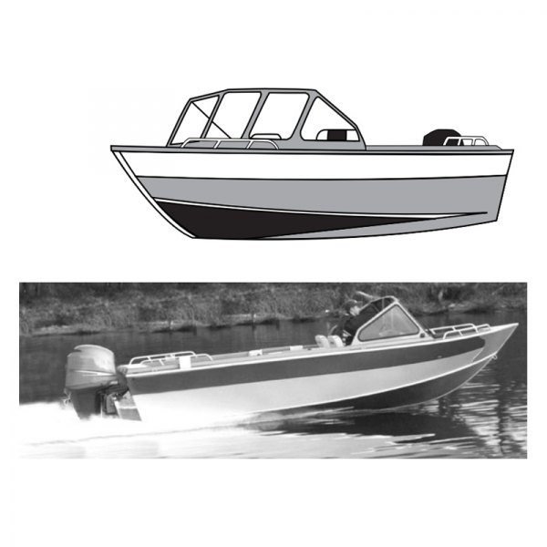  Carver® - Extra Wide Haze Gray Poly-Guard Boat Cover for 20'6" L x 102" W Aluminum Fishing Boat with Forward High Windshield