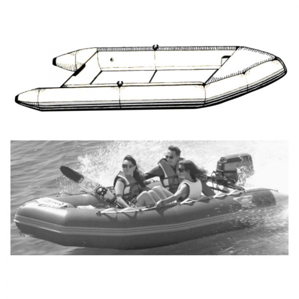 Carver® - Mist Gray Sun-Dura Boat Cover for 11'6" L x 70" W Sport Type Whaler Style Oats Inflatable Boats with Side Rails Only