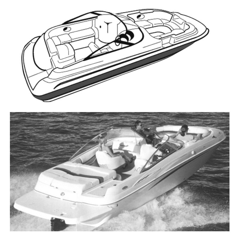 Carver® - Boat Cover for Deck Boat with Walk Thru Windshield or