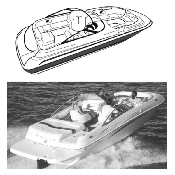  Carver® - Haze Gray Poly-Guard Boat Cover for 20'6" L x 102" W Deck Boat with Walk Thru Windshield or Side Console