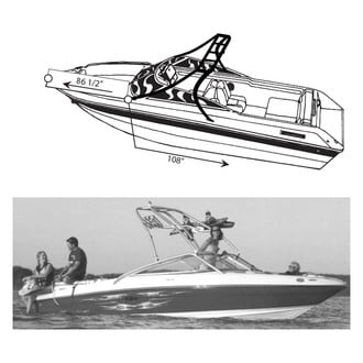 Carver® 97119S11 - Mist Gray Sun-Dura Boat Cover for 19'6" L x 102" W V-Hull Runabout Boats with Standard Tower
