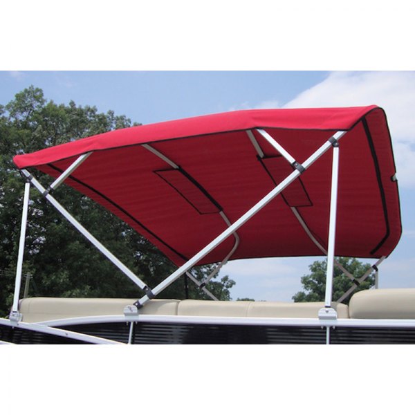  Carver® - 8' L x 96"-102" W x 48" H Burgundy Sunbrella™ Acrylic Pontoon Fully Assembled 4-Bow Bimini Top Kit