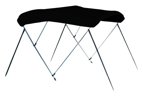 Carver® - 6' L x 61"-66" W x 46" H Jet Black Sunbrella™ Acrylic 3-Bow Round Bimini Top