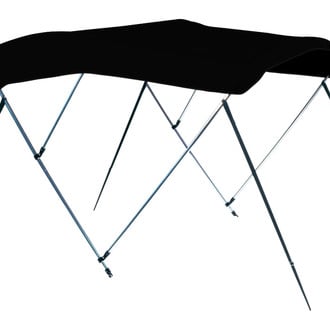 Carver® - 72" L x 61"-66" W x 46" H Jet Black Sunbrella™ Acrylic Round Tube 3-Bow Bimini Top