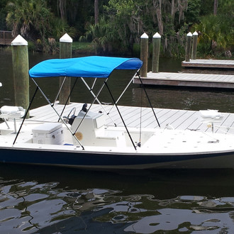 Carver® - 72" L x 61"-66" W x 54" H Pacific Blue Sunbrella™ Acrylic Round Tube 3-Bow Bimini Top