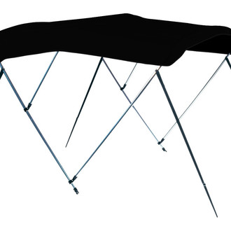 Carver® - 72" L x 67"-72" W x 54" H Jet Black Sunbrella™ Acrylic Round Tube 3-Bow Bimini Top
