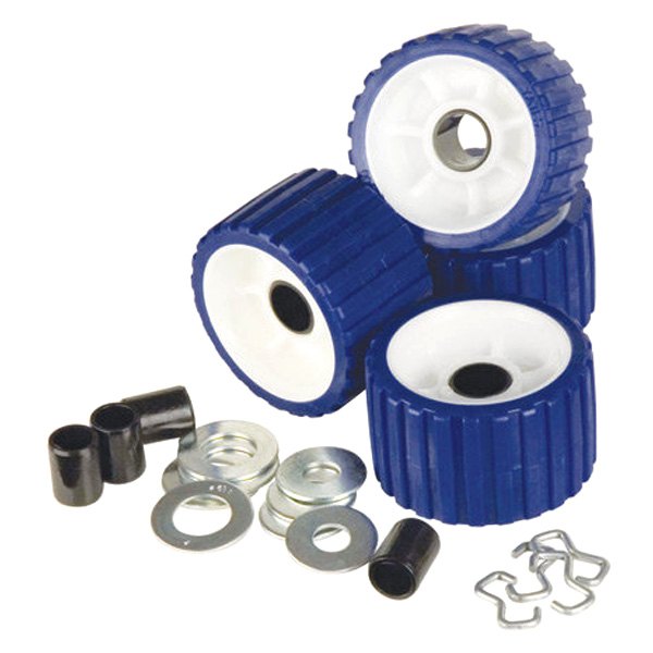 C.E. Smith® - 3" L x 5" D Blue Rubber Ribbed Roller Kit for 1-1/8" Shaft