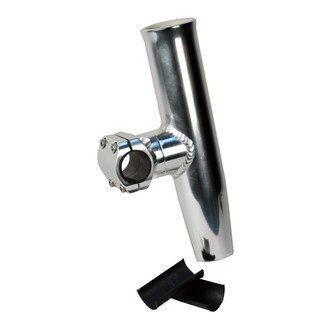 C.E. Smith® - 1-11/17" or 1-1/2" O.D. Polished Coat White Aluminum Mid Mount Adjustable Rod Holder with Sleeve & Hex Key for Rails