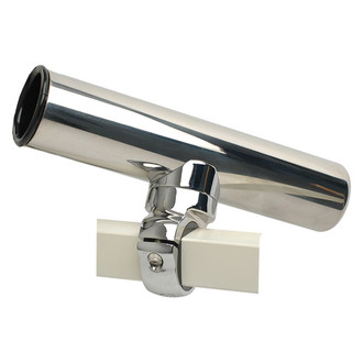 C.E. Smith® - Pontoon 15/180/360° 9" L 1-5/8" I.D. Stainless Steel Clamp-On Adjustable Square Rail Rod Holder with Black PVC Liner