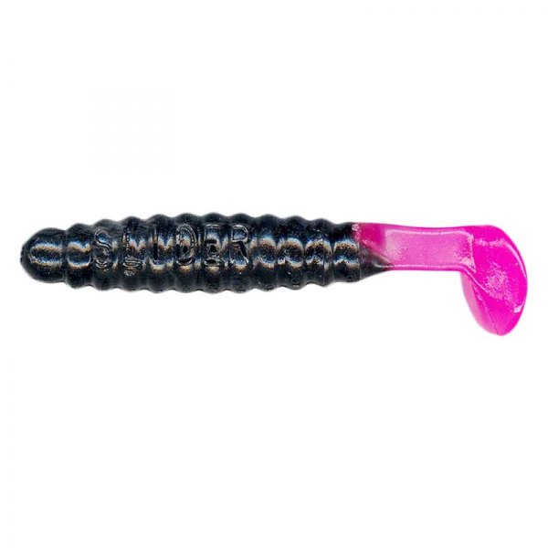 Charlie Brewer's® - Crappie/Panfish Slider Grubs 1-1/2" Black/Hot Pink Soft Baits, 18 Pieces
