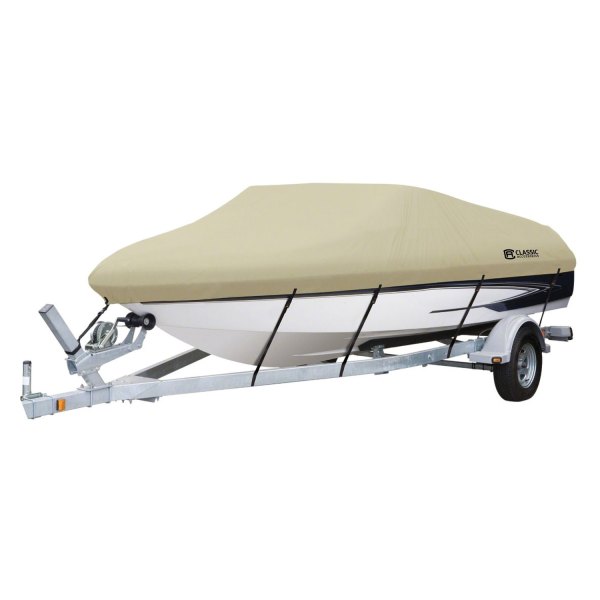 Classic Accessories® - Tan Polyester Boat Cover for 16'-18.5' L x 98" W Fish and Ski/Pro-Style Bass Boat