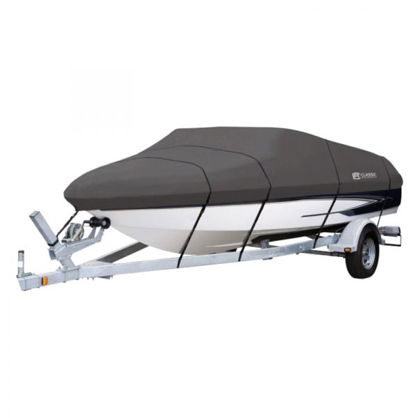 Classic Accessories® - Stormpro™ Charcoal Polyester Boat Cover for 12'-14' L x 68" W V-Hull Fishing Boats
