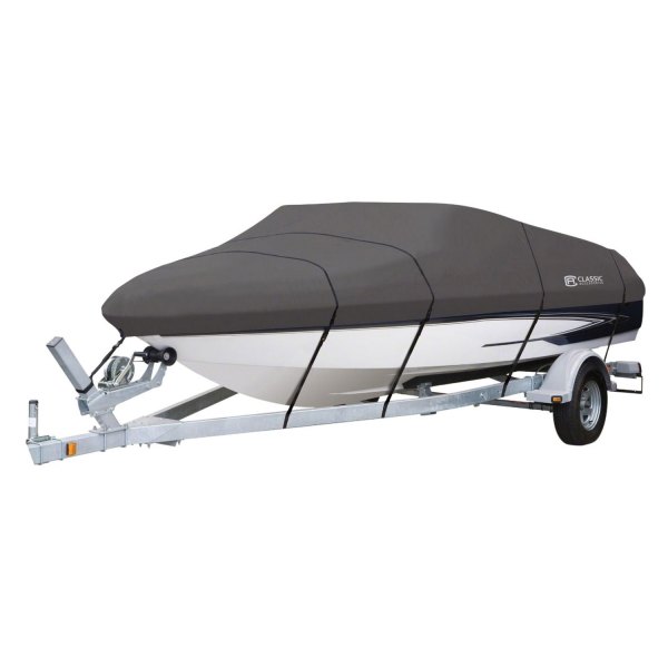 Classic Accessories® - Stormpro™ Charcoal Polyester Boat Cover for 16'-18.5' L x 98" W Fish and Ski/Pro-Style Bass Boat