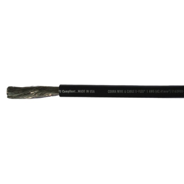 Cobra Wire Cable® - 1 AWG 50' Black Tinned Copper Battery Cable
