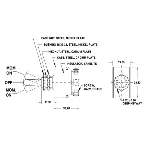 Cole Hersee® 55054-BX - 12 - 24 V DC 15/25 A Mom On/Off/Mom On
