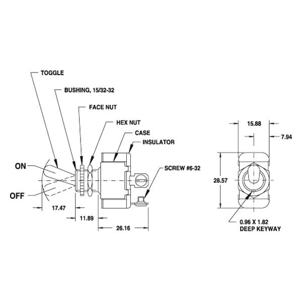 Cole Hersee® 5582-BX - 12 - 24 V DC 15/25 A On/Off Nickel Plated