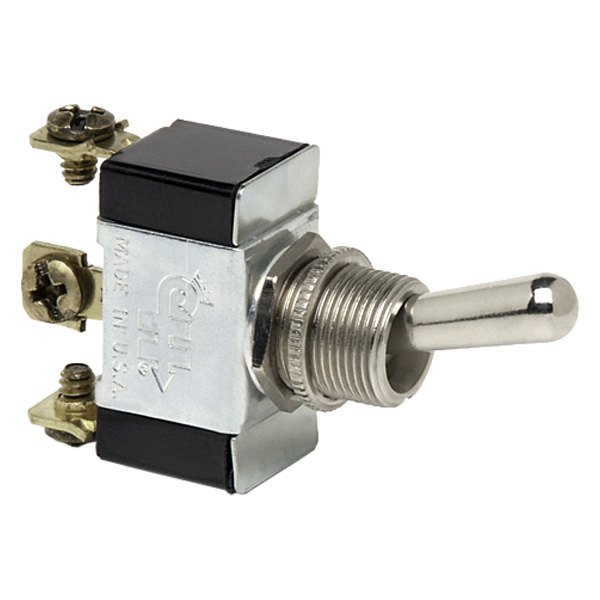 Cole Hersee® - 12 - 24 V DC 15/25 A On/Off/On Nickel Plated Brass SPDT Heavy-Duty Toggle Switch with 3 Screws, Boxed