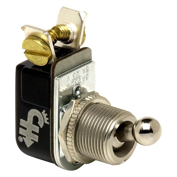 Cole Hersee® - 12 V DC 10 A On/Off Chrome Plated Brass SPST Toggle Switch with 2 Screws