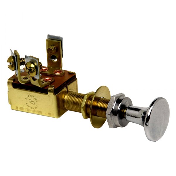 Cole Hersee® - 12 V DC 10 A On/Off Brass/PVC 1-Circuit SPST Push-Pull Switch with 3 Screws