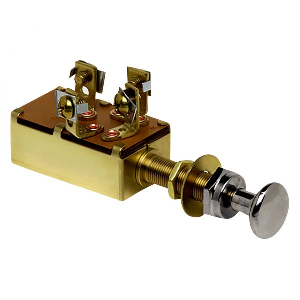 Cole Hersee® - 6 - 36 V DC 10 A On/On/Off Brass SPST Push-Pull Switch with 3 Screws