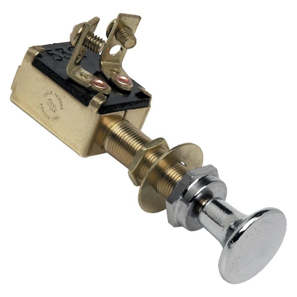 Cole Hersee® - 12 V DC 10 A Off/On Brass 1-Circuit SPST Push-Pull Switch with 2 Screws, Bulk