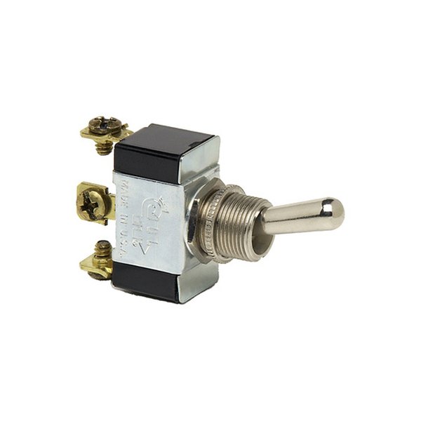 Cole Hersee® - 12 - 24 V DC 15/25 A Mom On/Off/Mom (On) Nickel Plated Brass SPDT Heavy-Duty Toggle Switch with 3 Screws