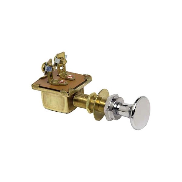 Cole Hersee® - 12 V DC 10 A Off/On Brass 1-Circuit SPST Push-Pull Switch with 2 Screws, Retail