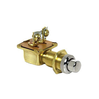 Cole Hersee® - 12 V DC 10 A Off/(On) SPST Heavy-Duty Push Button Switch with 2 Screws & Black Face Nut Cover , Retail