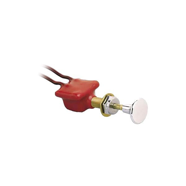 Cole Hersee® - 12 V DC 10 A On/Off Brass/PVC SPST Push-Pull Switch with 2 x 12" Copper Wires