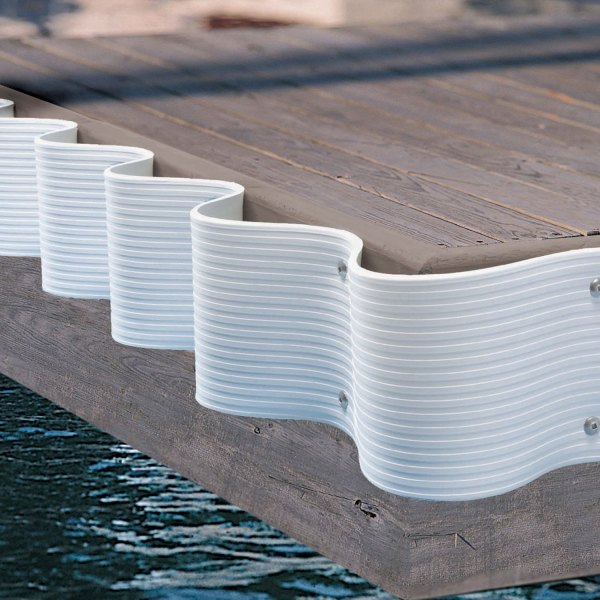 Dock Edge® - Flexguard™ 25' L x 5" W White PVC Wave Profile Dock Edging