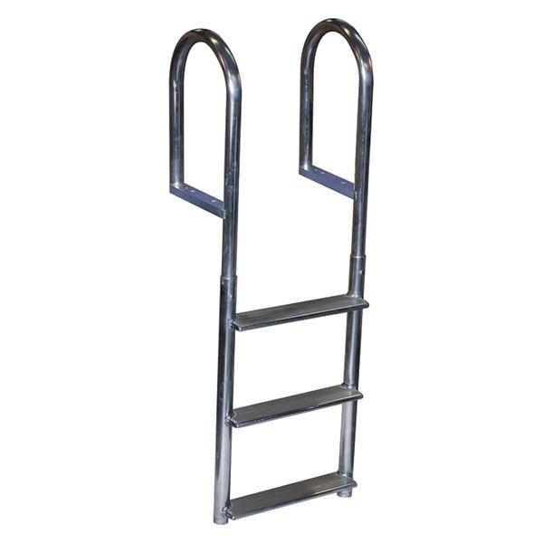 Image may not reflect your exact product! Dock Edge® - 19-1/2" H Aluminum 4-Step Welded Fixed Wide Step Dock Ladder