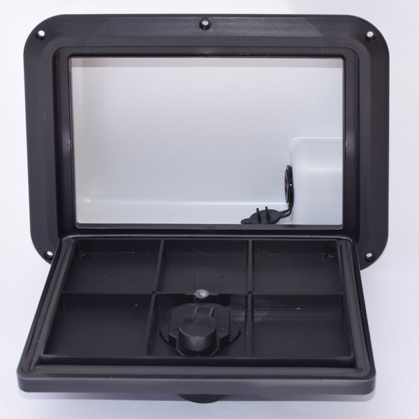 DPI Marine® - Helm 12-3/16" L x 4" H x 9-1/8" W Black Glove Box with Dual USB Charging Station